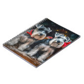 Schnauzer Snowy Sleigh Kerstdecoratie Notitieboek (Linkerzijde)