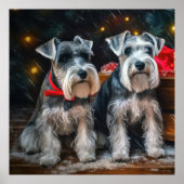 Schnauzer Snowy Sleigh Kerstdecoratie Poster (Voorkant)