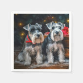 Schnauzer Snowy Sleigh Kerstdecoratie Servet (Voorkant)