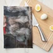 Schnauzer Snowy Sleigh Kerstdecoratie Theedoek (Quarter Fold)