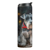 Schnauzer Snowy Sleigh Kerstdecoratie Thermosbeker (Gedraaid links)