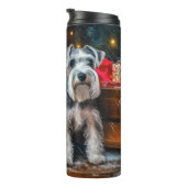 Schnauzer Snowy Sleigh Kerstdecoratie Thermosbeker (Geroteerd rechts)
