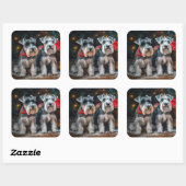 Schnauzer Snowy Sleigh Kerstdecoratie Vierkante Sticker (Vel)