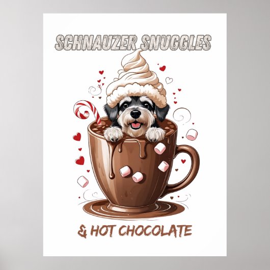 Schnauzer Snuggles & Hot Chocolate – Cozy Season P Poster (Voorkant)