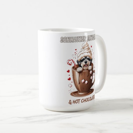 Schnauzer Snuggles & Hot Chocolate Koffiemok (Voorkant rechts)