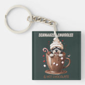 Schnauzer Snuggles & Hot Chocolate Sleutelhanger (voorkant)