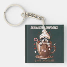 Schnauzer Snuggles & Hot Chocolate Sleutelhanger