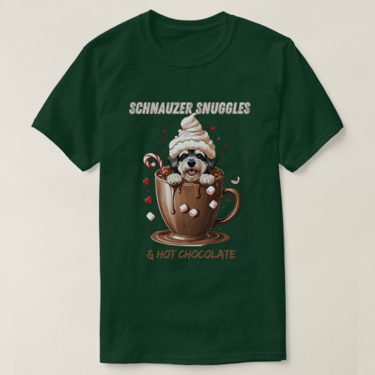 Schnauzer Snuggles & Hot Chocolate T-shirt (Design voorkant)