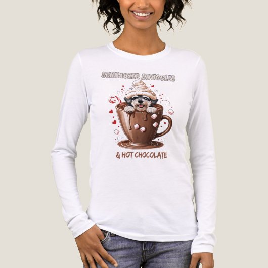 Schnauzer Snuggles & Hot Chocolate Tri-Blend Shirt (Voorkant volledig)