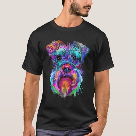 Schnauzer Splash Leuke Schnauzer Eigenaren T-shirt (Voorkant)