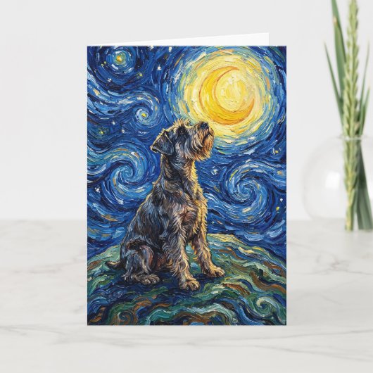 Schnauzer Starry Night Painting Kaart (Voorkant)