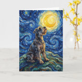 Schnauzer Starry Night Painting Kaart (Gele Bloem)