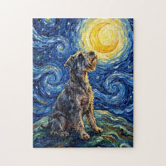 Schnauzer Starry Night Painting Legpuzzel (Verticaal)