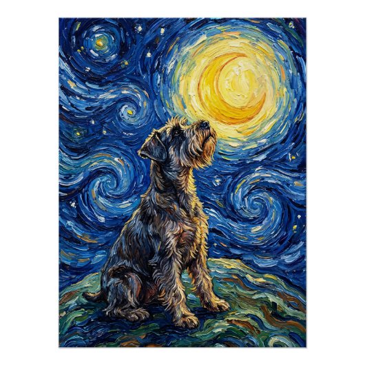 Schnauzer Starry Night Painting Perfect Poster (Voorkant)