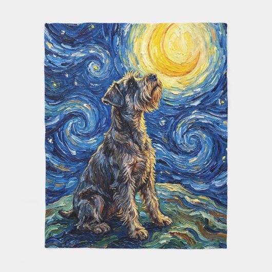 Schnauzer Starry Night Schilderij Fleece Deken (Voorkant)