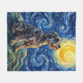 Schnauzer Starry Night Schilderij Fleece Deken (Voorkant (Horizontaal))
