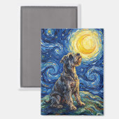 Schnauzer Starry Night Schilderij Magneet (Voorkant / Achterkant)