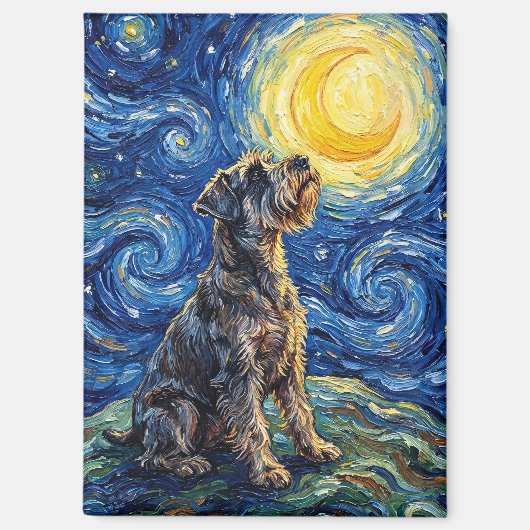 Schnauzer Starry Night Schilderij Magneet (Voorkant)