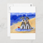 Schnauzer strand love briefkaart (Voorkant / Achterkant)