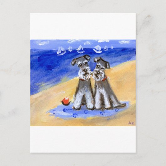Schnauzer strand love briefkaart (Voorkant)