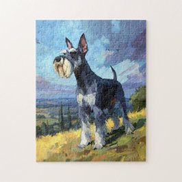 Schnauzer Sunlit Countryside Landscape Art Legpuzzel