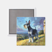 Schnauzer Sunlit Countryside Landscape Art Magneet (Voorkant / Achterkant)