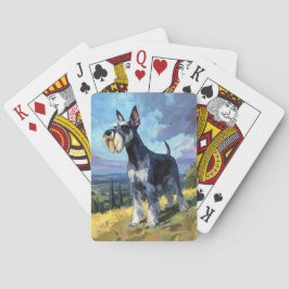 Schnauzer Sunlit Countryside Landscape Art Pokerkaarten