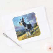 Schnauzer Sunlit Countryside Landscape Art Vierkante Sticker (Envelop)