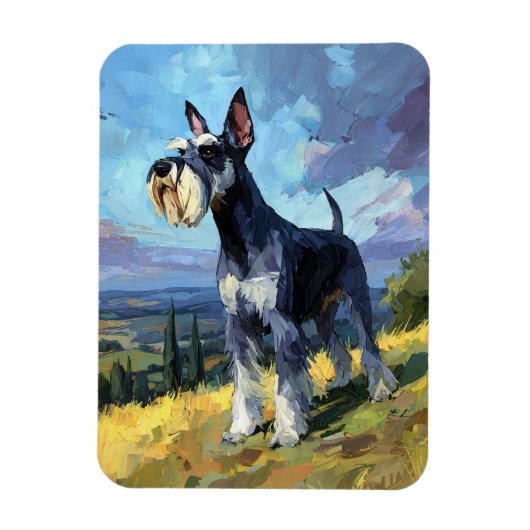 Schnauzer Sunlit Countryside Landscape Flexible Magneet (Verticaal)