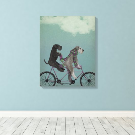 Schnauzer Tandem Canvas Afdruk (Insitu (Houten vloer))