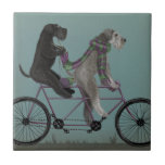 Schnauzer Tandem Tegeltje<br><div class="desc">Schnauzer Tandem door Fabfunky. Kenmerken schnauzers die op een fiets rijden in een grillige,  steampunkstijl. | 192047D</div>