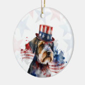 Schnauzer terrier Dog, 4th of july Personalized Keramisch Ornament (Links)