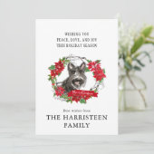 Schnauzer Terrier Zwart Waterverf Kerst Feestdagenkaart (Staand voorkant)