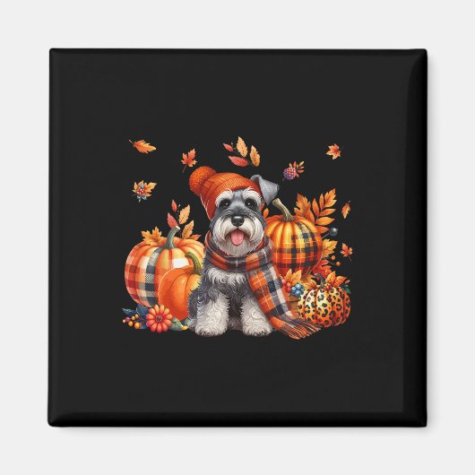 Schnauzer Thanksgiving Leopard Pumpkins Herfst Lea Magneet (Voorkant)