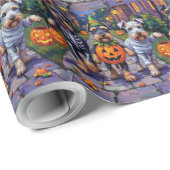Schnauzer Trick-or-Treating in Halloween Costumes Cadeaupapier (Rol Hoek)