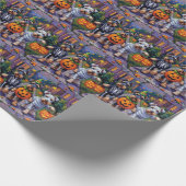 Schnauzer Trick-or-Treating in Halloween Costumes Cadeaupapier (Hoek)