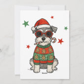 Schnauzer Ugly Sweater Christmas Dog Candy Cane Feestdagenkaart (Achterkant)