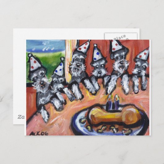 Schnauzer Uitnodiging Briefkaart (Voorkant / Achterkant)