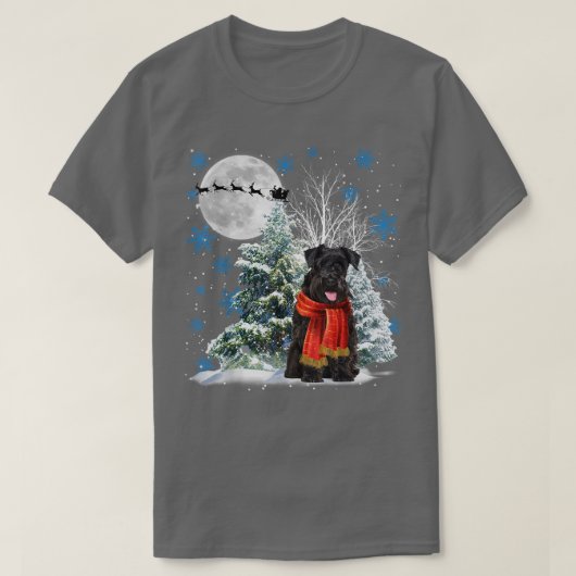 Schnauzer under Moonlight Snow Kerstmis Pajama T-shirt (Design voorkant)