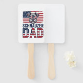Schnauzer vader patriottische vintage hond handwaaier (Voorkant en achterkant)
