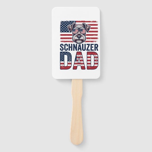 Schnauzer vader patriottische vintage hond handwaaier (Voorkant)
