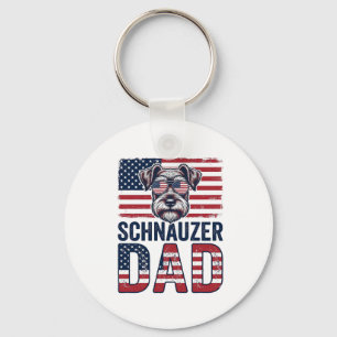 Schnauzer vader patriottische vintage hond sleutelhanger