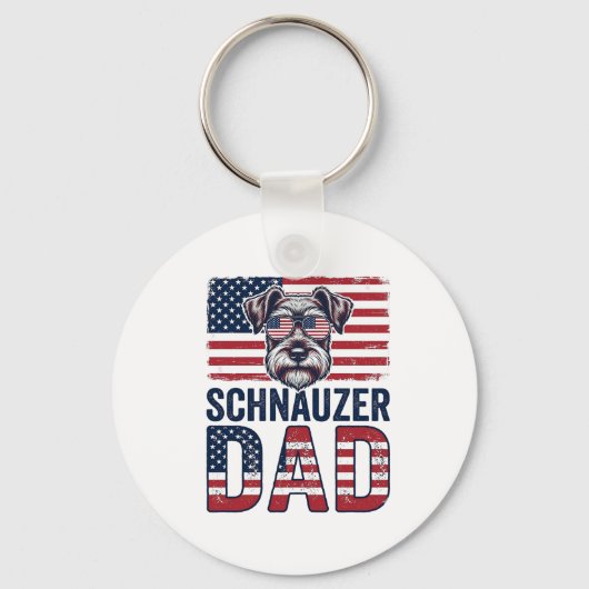 Schnauzer vader patriottische vintage hond sleutelhanger (Voorkant)
