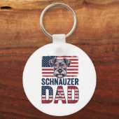 Schnauzer vader patriottische vintage hond sleutelhanger (Voorkant)