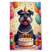 Schnauzer Verjaardagsfeest Medium Cadeauzakje (Voorkant)