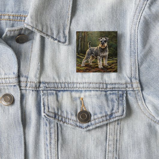 Schnauzer  vierkante button 5,1 cm (In situ)
