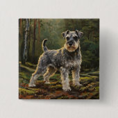 Schnauzer  vierkante button 5,1 cm (Voorkant)