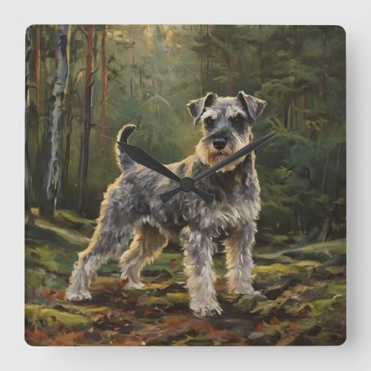 Schnauzer  vierkante klok (Voorkant)