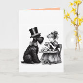 Schnauzer Vouw Wenskaart Kaart (Gele Bloem)