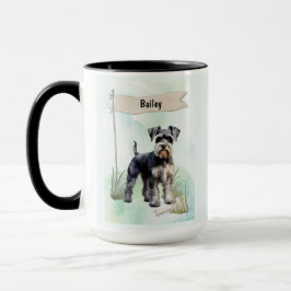 Schnauzer Watercolor Personalized Dog Mok